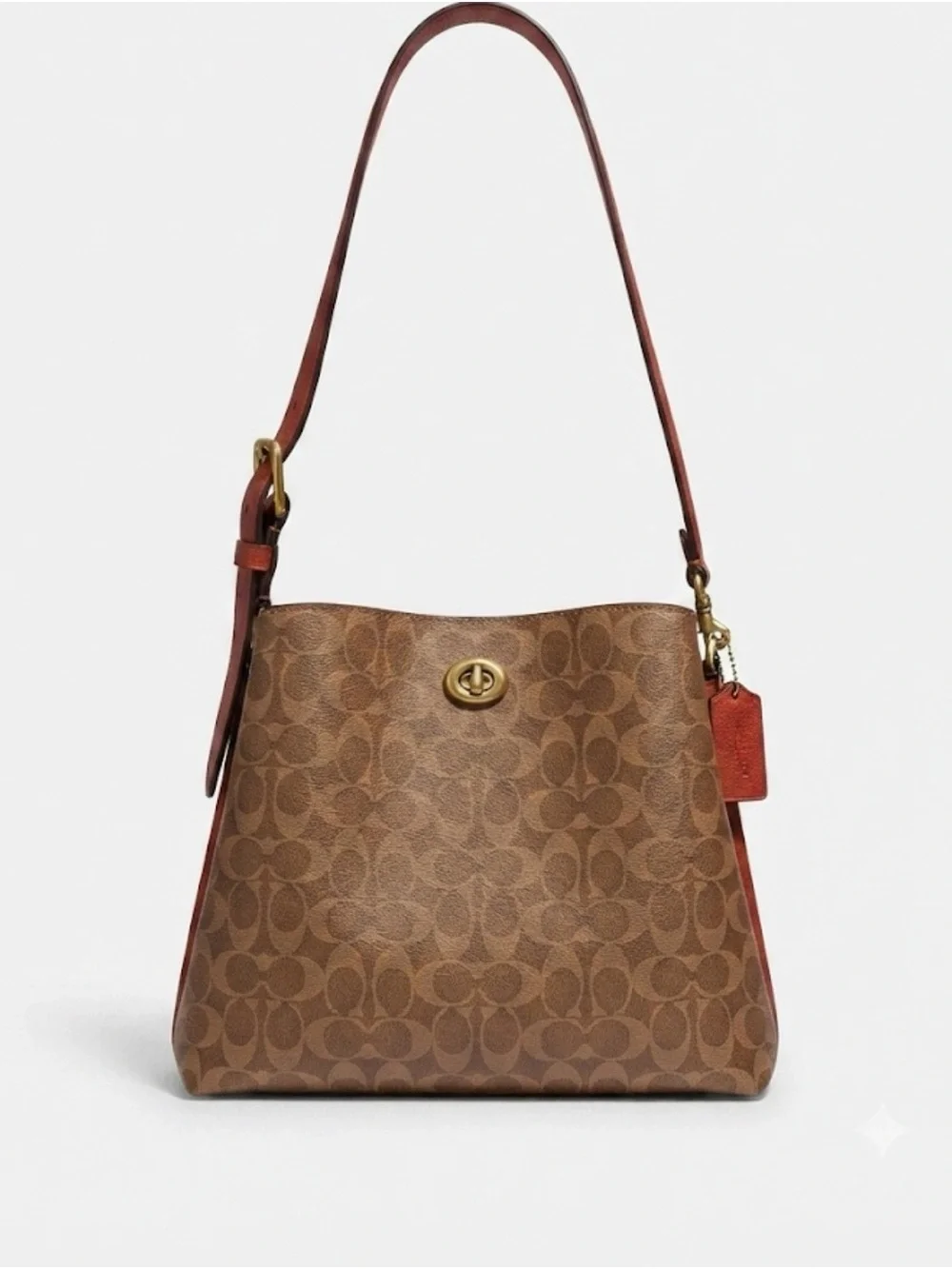 Vintage Coach Brown Signature Canvas Shoulder Bag with Tan Trim